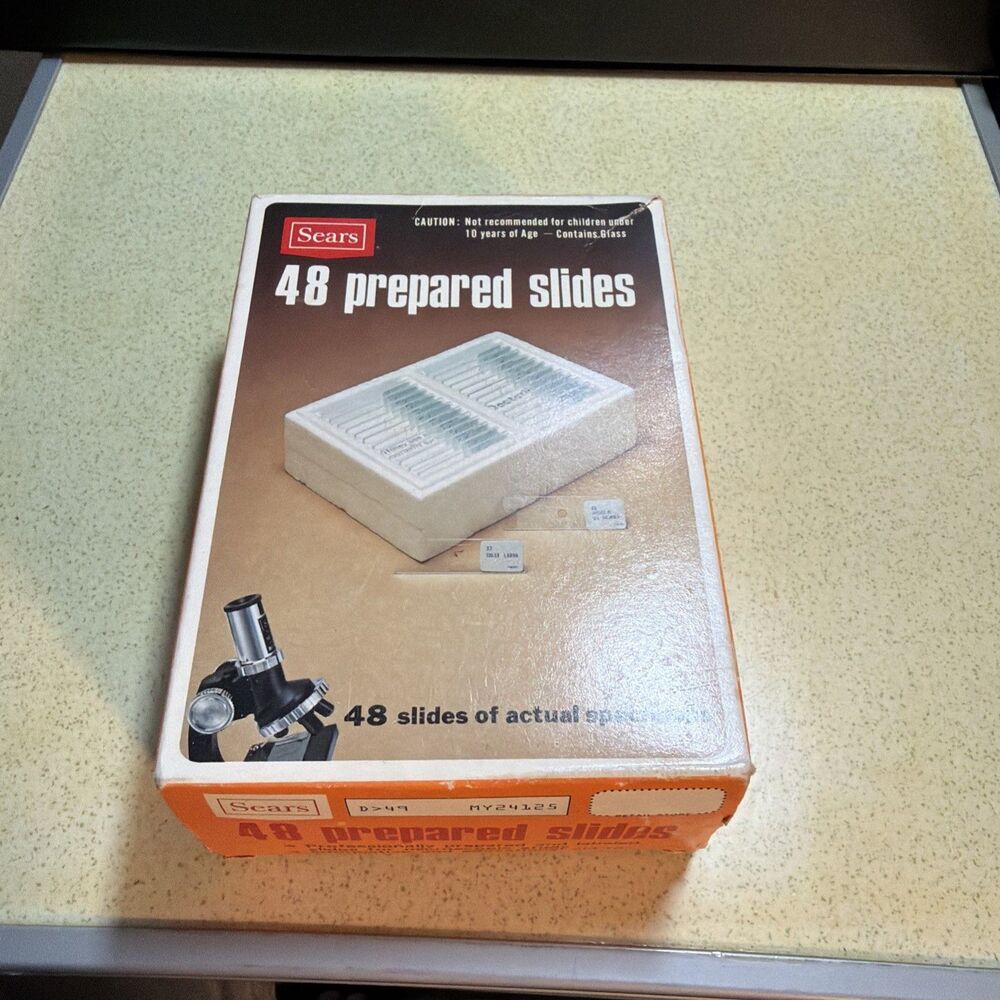 Vintage Sears 48 Prepared Slides Labeled Educational Actual Specimens